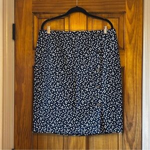 NWT Talbots Women’s Navy White Polka Dot Button Detail Pencil Skirt Sz 14